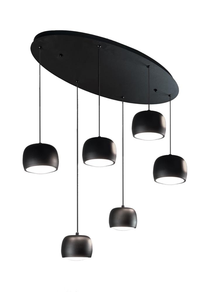 Onyx Collection Integrated LED 6-Light Pendant, Black
