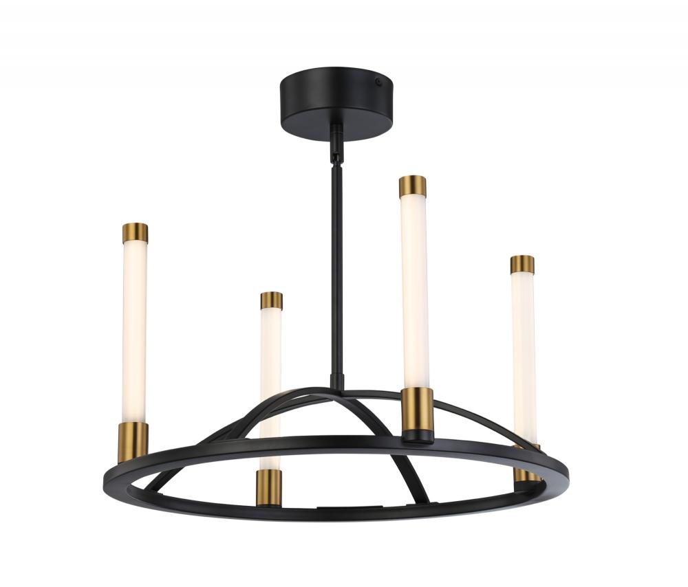 Infiniti Collection 4-Light Integrated LED Chandelier, Matte Black & Brass