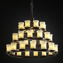 Justice Design Group GLA-8712-16-AMBR-DBRZ - Dakota 36-Light 3-Tier Ring Chandelier