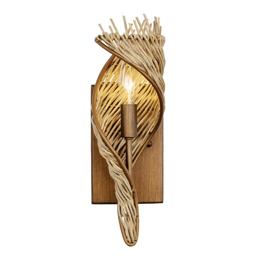 Flow 1-Lt Right Sconce - Baguette/Natural Rattan