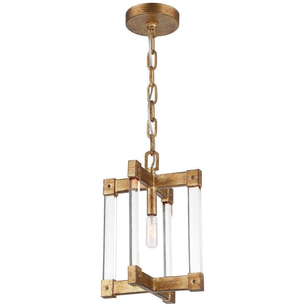 Halcyon 1-Lt Mini Pendant - Antiqued Gold Leaf