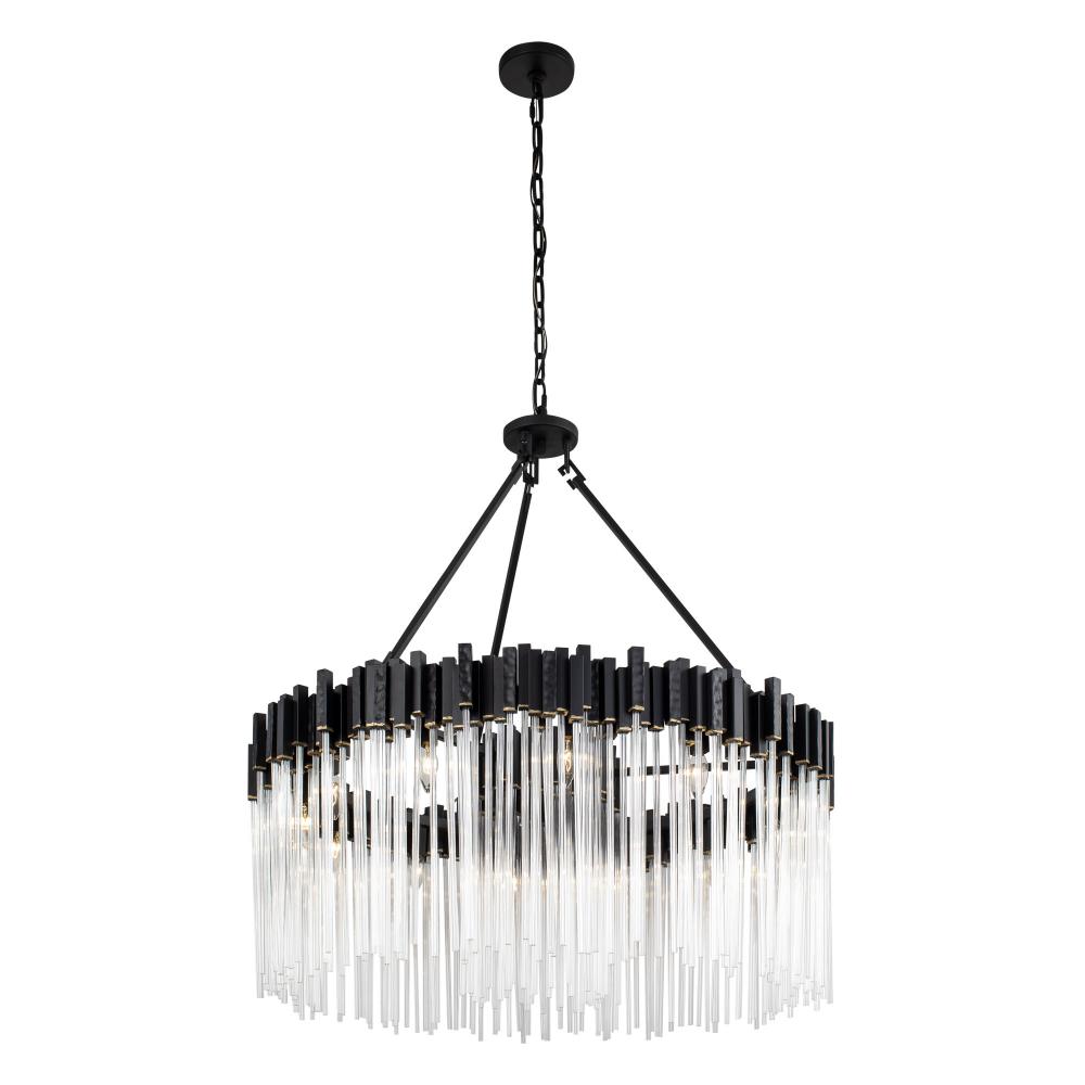 Matrix 12-Lt Pendant - Matte Black/French Gold