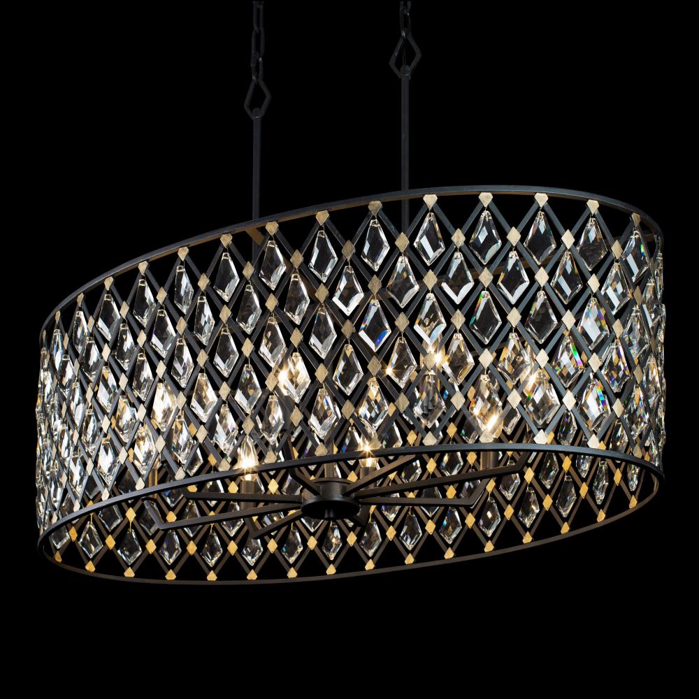 Windsor 8-Lt Crystal Oval Linear Pendant - Carbon/Havana Gold