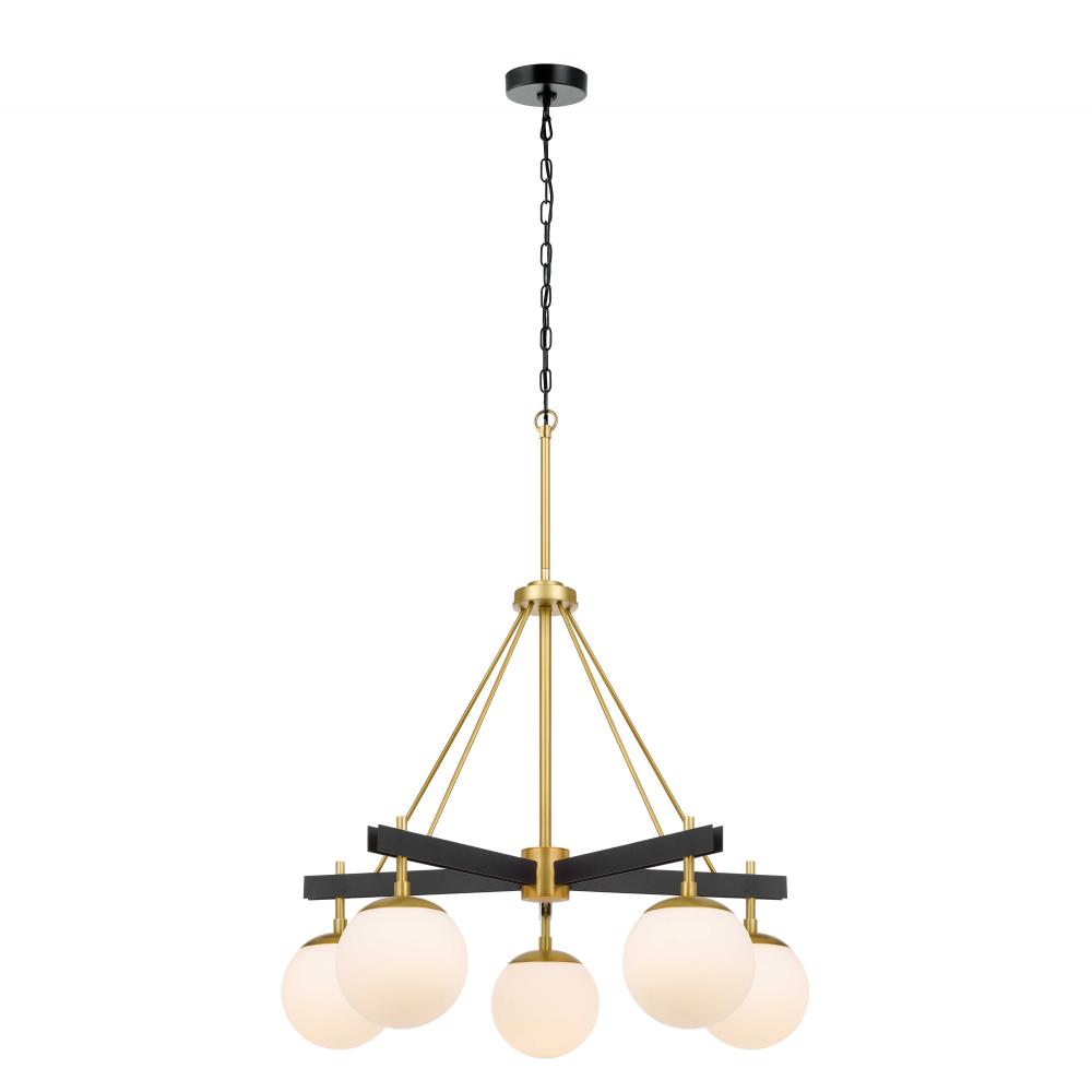 Allie 5-Lt Chandelier - Black/Satin Brass