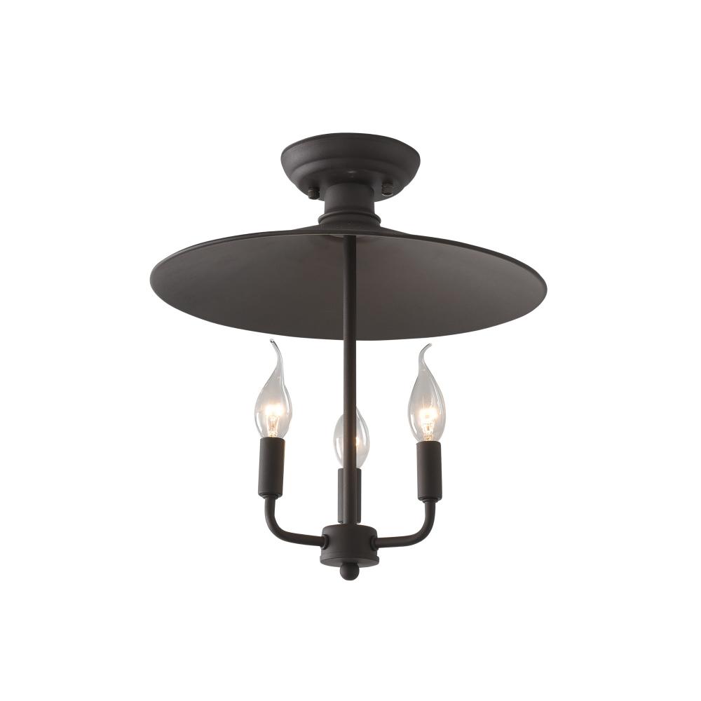 Clayton 3-Lt Semi-Flush - Dark Coffee
