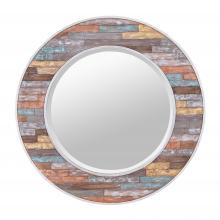 Varaluz 613102 - Colorful Waxed Plank Medium Circular Wood Mirror