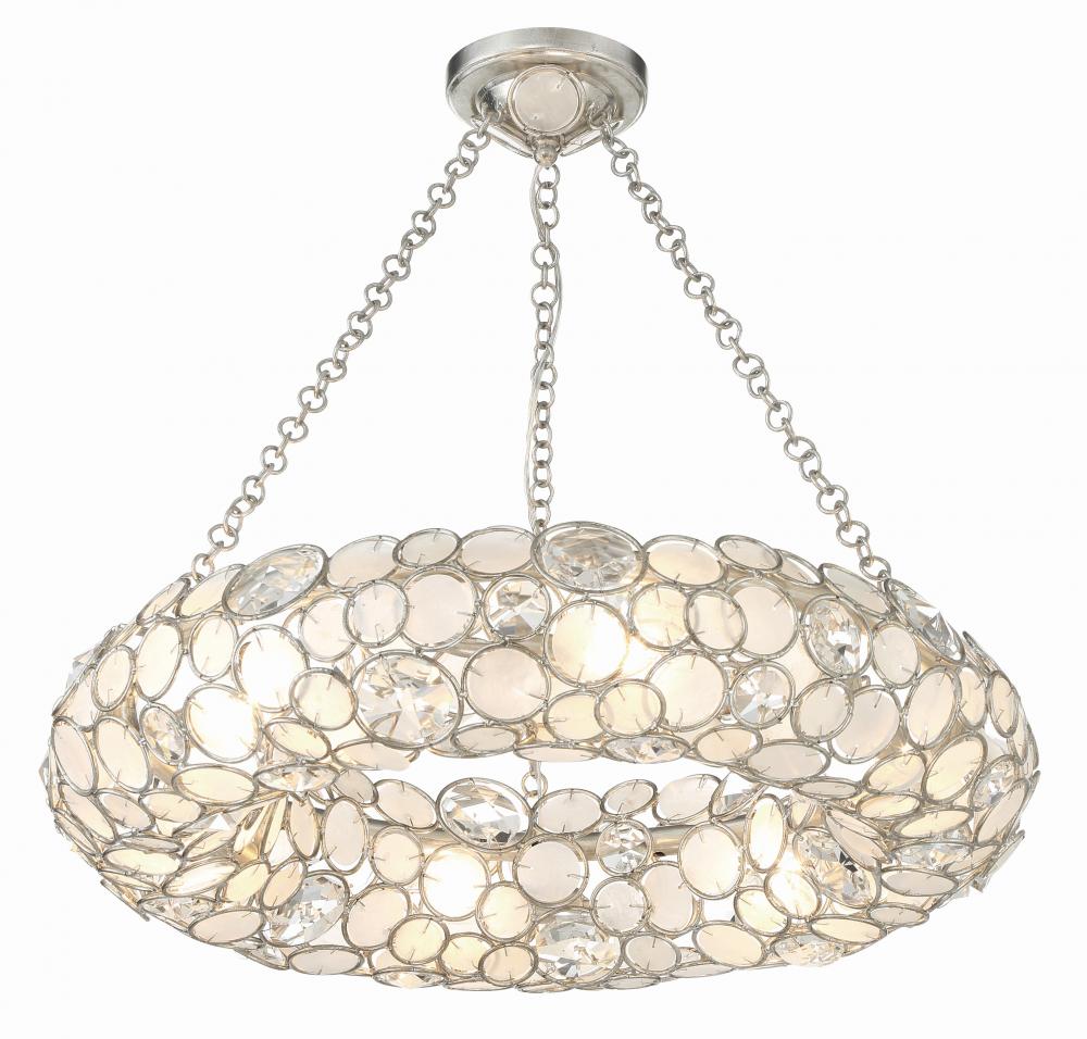 Palla 6 Light Antique Silver Chandelier