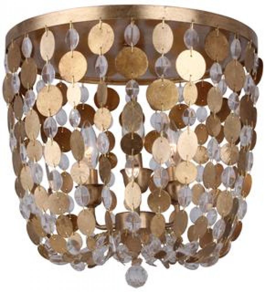 Crystorama Bella 3 Light Antique Gold Flush Mount