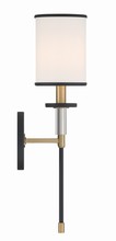 Crystorama HAT-471-BF-VG - Hatfield 1 Light Black Forged + Vibrant Gold Wall Mount