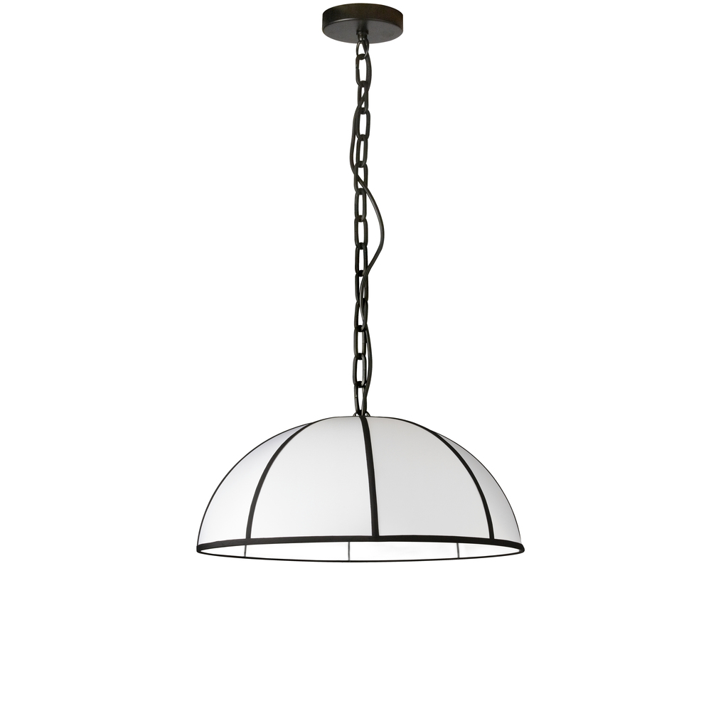 1LT Incandescent Pendant, MB w/ WH Shade & BK trim