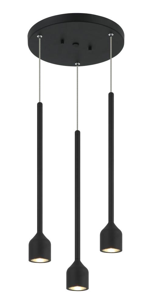 3 LT "LUMENAGIO" MATTE BLACK LED GU 10W PENDANT