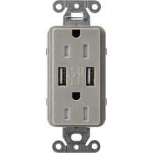 Lutron Electronics SCR-15-UBTR-CS - SATIN 15A USB REC CS