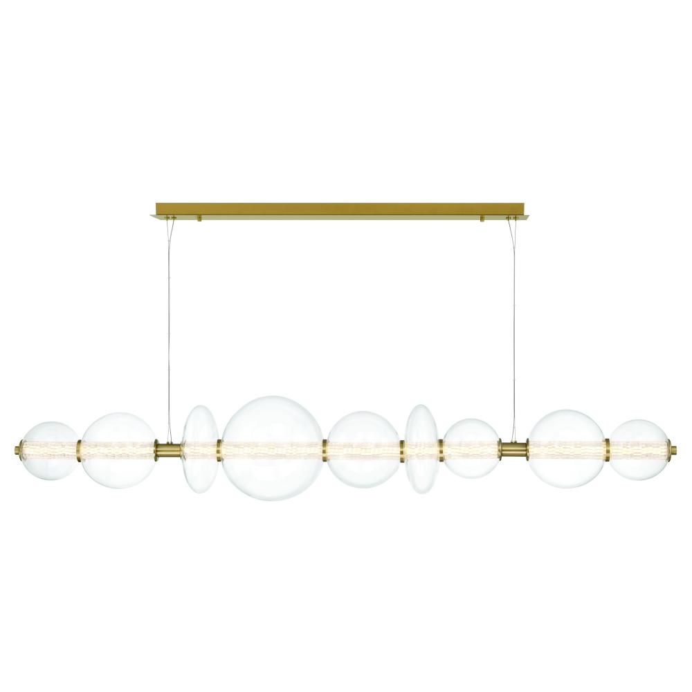 Atomo 74" LED Chandelier In Gold With Clear Glass