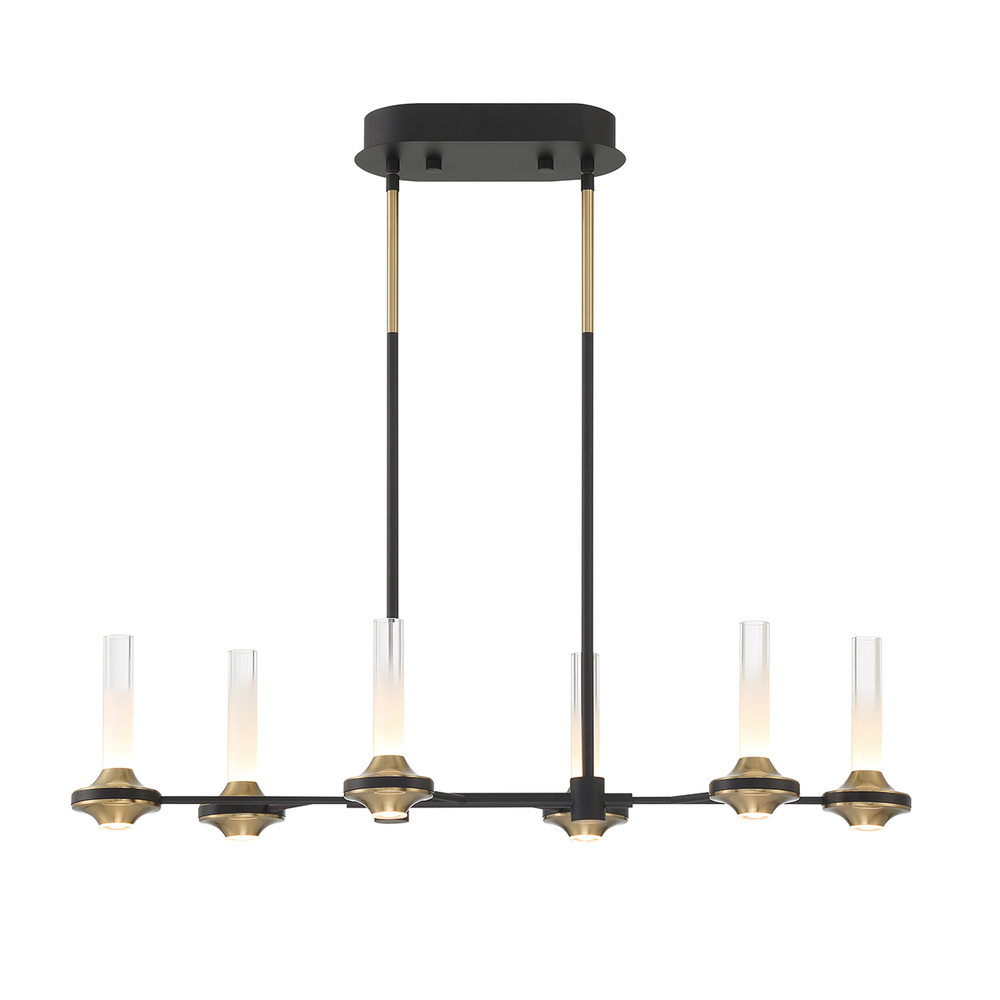 Torcia 12 Light Chandelier in Black and Brass