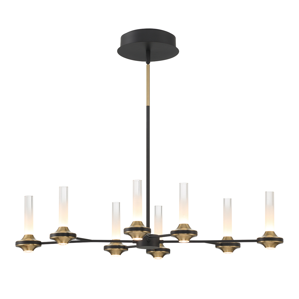 Torcia 16 Light Chandelier in Black and Brass
