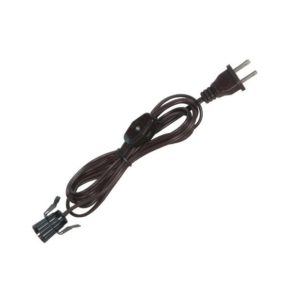 6 Foot #18 SPT-1 Brown Cord, Switch, And Plug (Switch 17" From Socket)