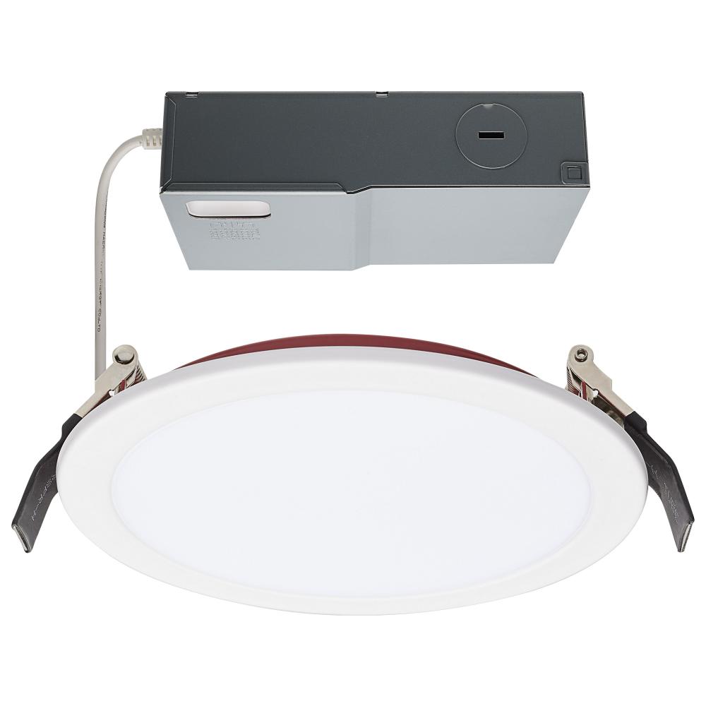 13 Watt LED; Fire Rated 6 Inch Direct Wire Downlight; Round Shape; White Finish; CCT Selectable; 120