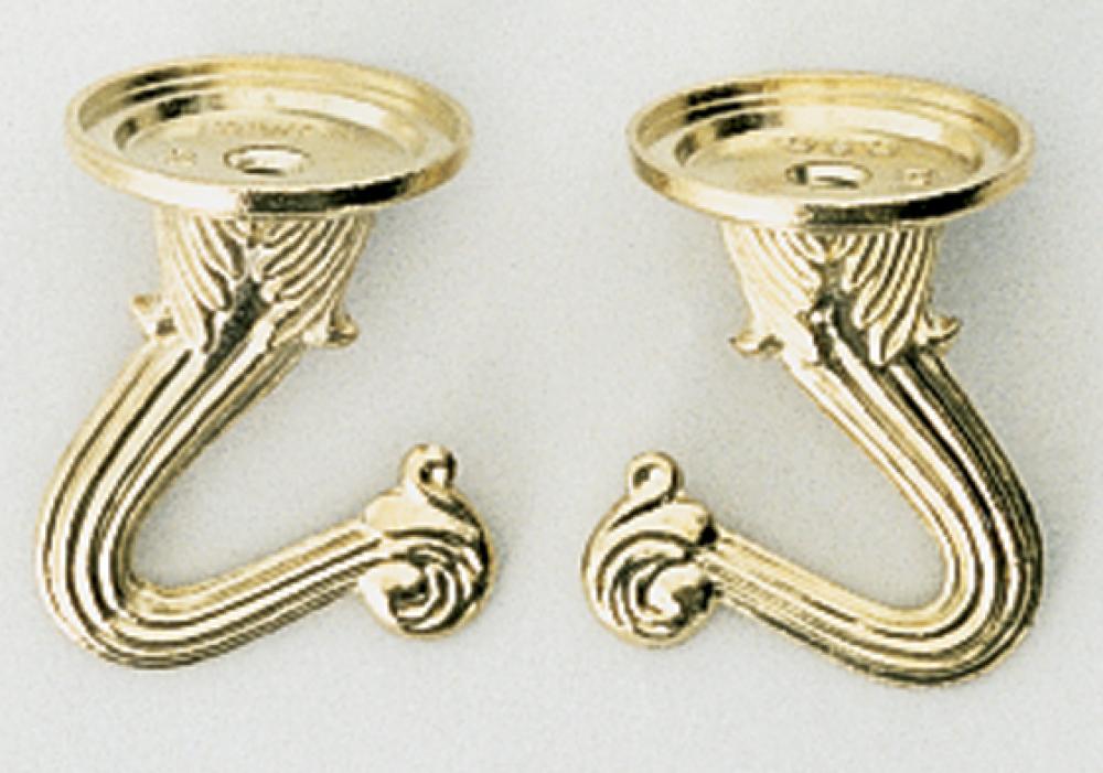 Double Hook Set; Brass Finish