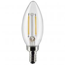 Satco Products Inc. S21817 - 3 Watt B11 LED; Clear; Candelabra Base; 2700K; 200 Lumens; 120 Volt; 2-Pack