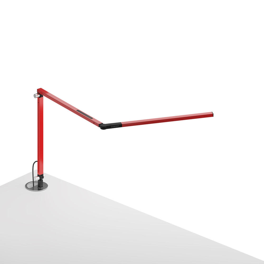 Z-Bar mini Desk Lamp with grommet mount (Warm Light; Red)