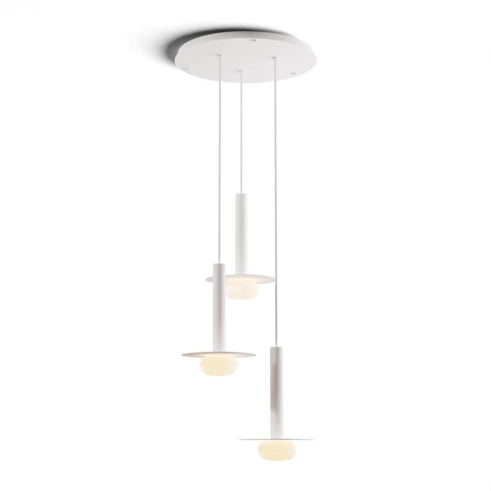 Combi Pendant 12" Circular 3 Combo Matte White with Matte White Canopy