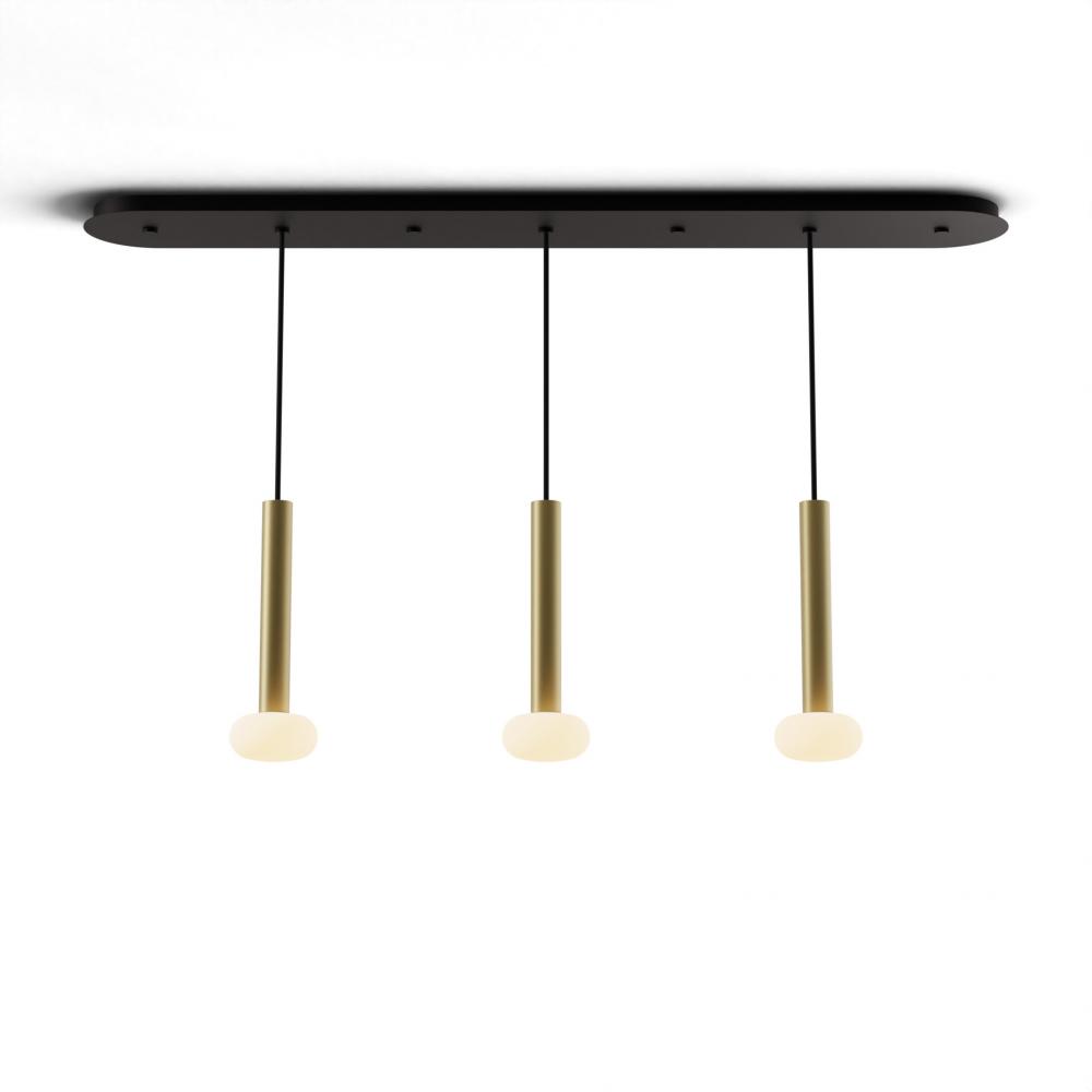 Combi Pendant 12" Linear 3 Combo Brass with Matte Black Canopy
