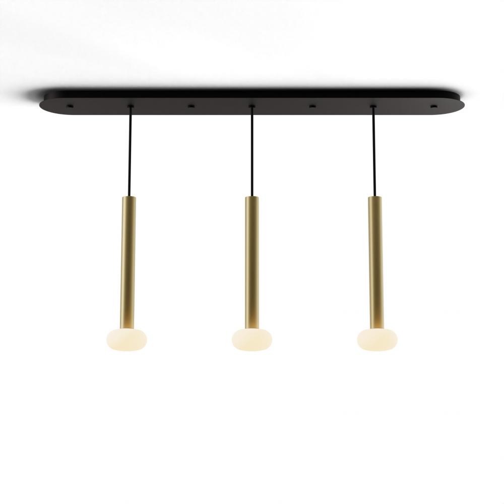 Combi Pendant 16" Linear 3 Combo Brass with Matte Black Canopy