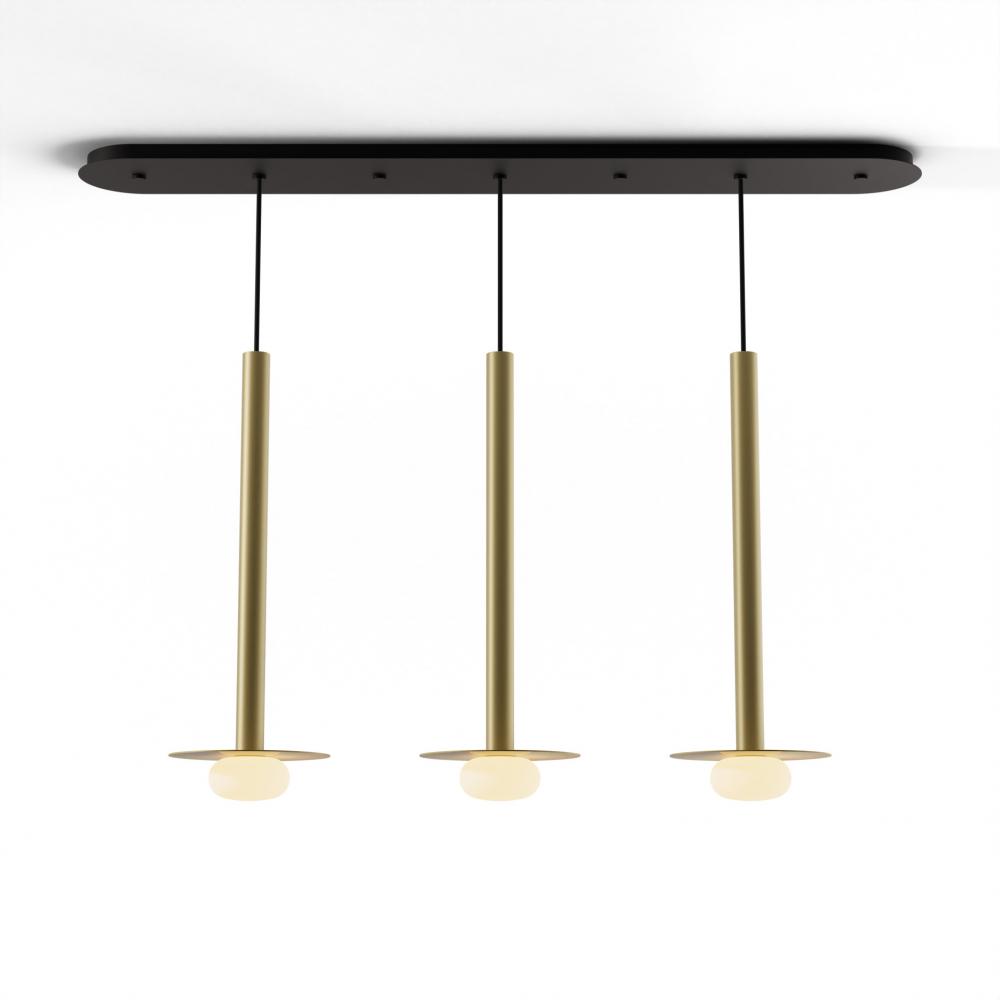 Combi Pendant 24" Linear 3 Combo Brass with Matte Black Canopy