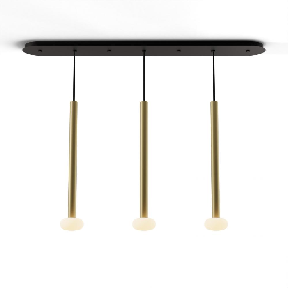 Combi Pendant 24" Linear 3 Combo Brass with Matte Black Canopy
