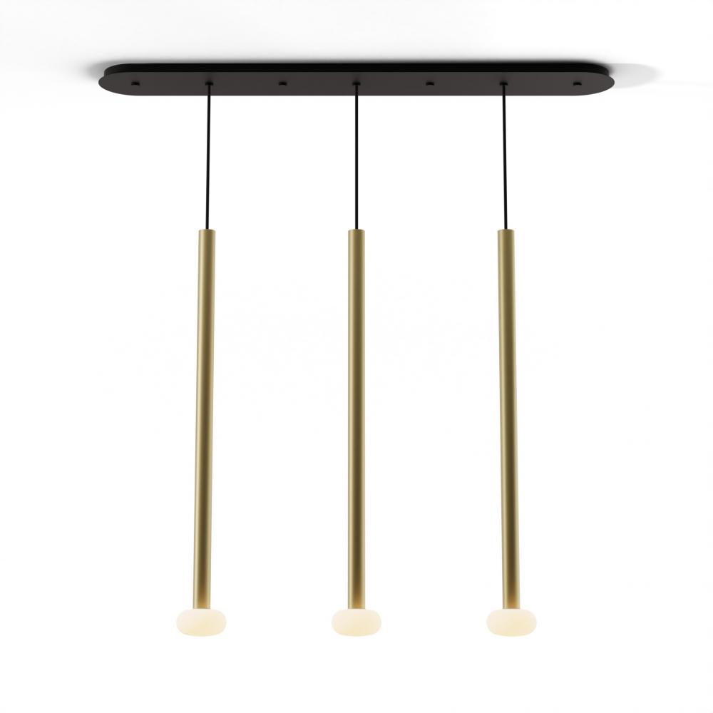 Combi Pendant 36" Linear 3 Combo Brass with Matte Black Canopy
