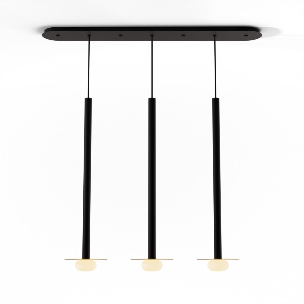 Combi Pendant 36" Linear 3 Combo Matte Black with Matte Black Canopy