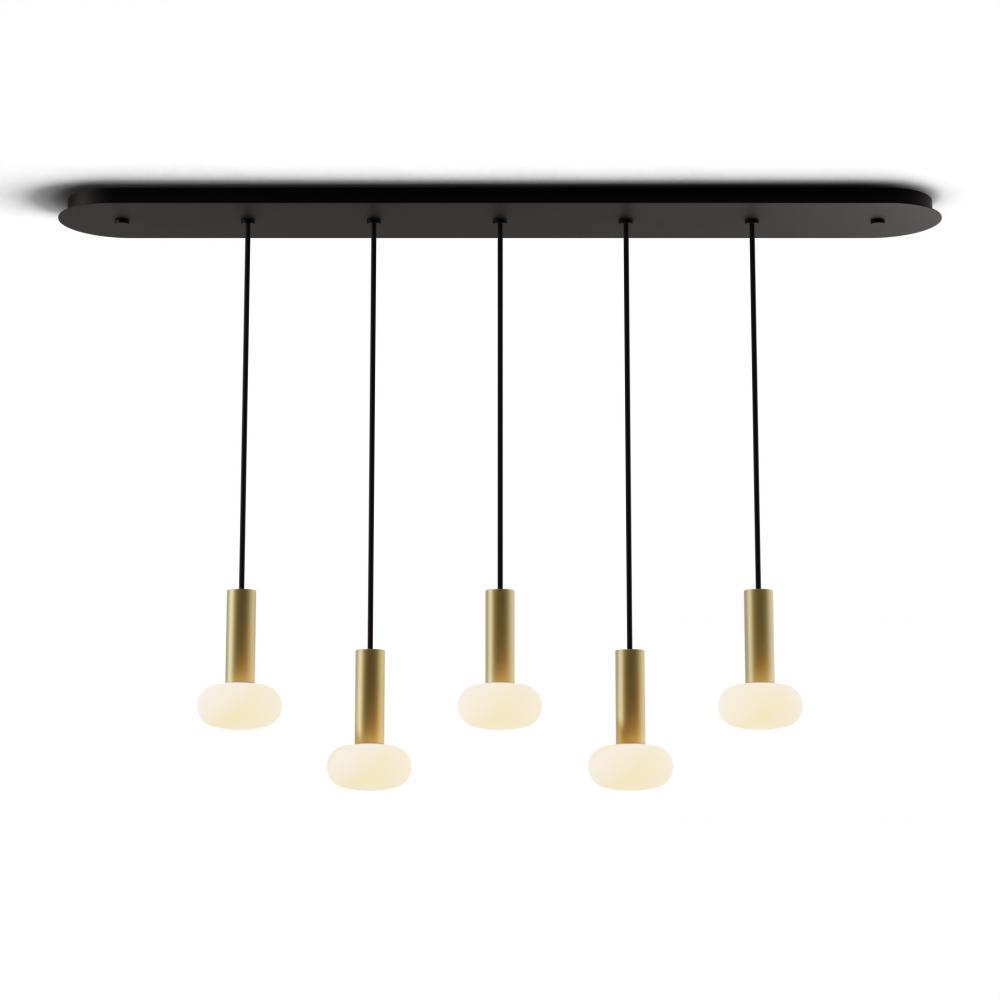 Combi Pendant 6" Linear 5 Combo Brass with Matte Black Canopy