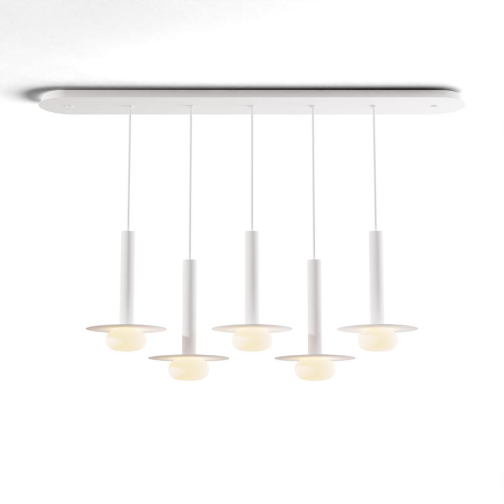 Combi Pendant 12" Linear 5 Combo Matte White with Matte White Canopy