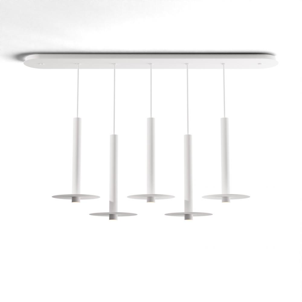 Combi Pendant 16" Linear 5 Combo Matte White with Matte White Canopy