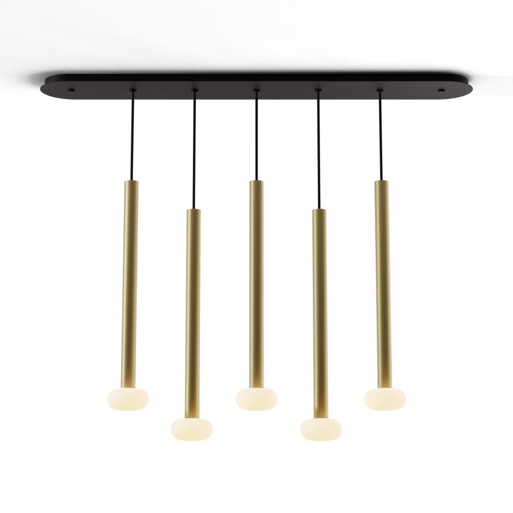 Combi Pendant 24" Linear 5 Combo Brass with Matte Black Canopy