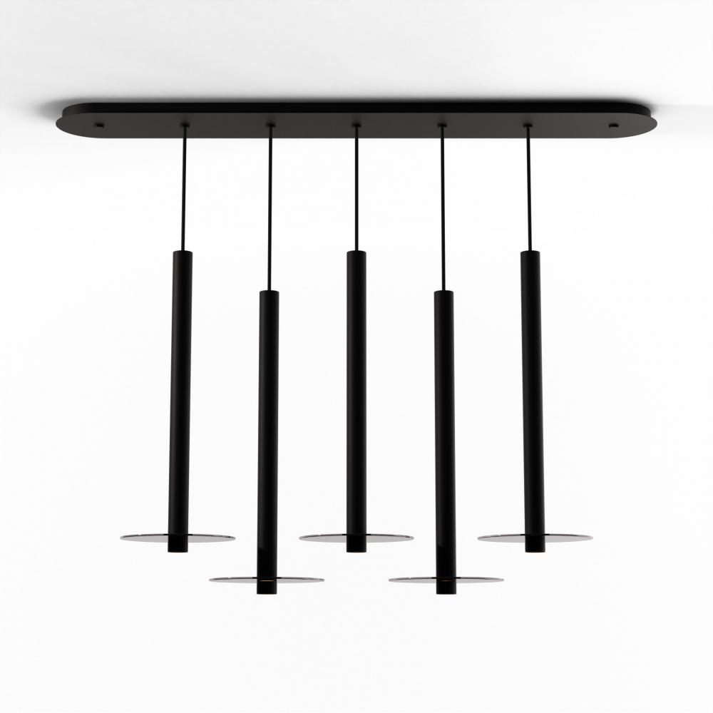 Combi Pendant 24" Linear 5 Combo Matte Black with Matte Black Canopy