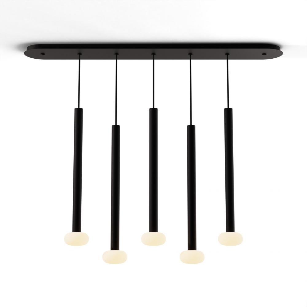 Combi Pendant 24" Linear 5 Combo Matte Black with Matte Black Canopy