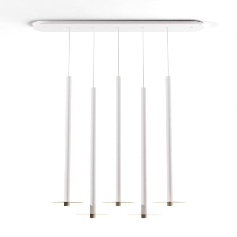 Combi Pendant 36" Linear 5 Combo Matte White with Matte White Canopy