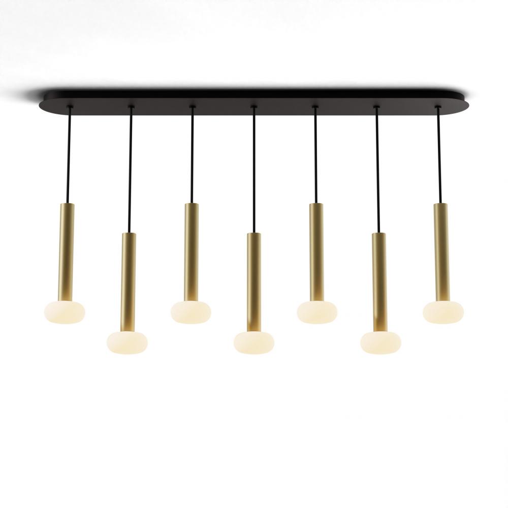 Combi Pendant 12" Linear 7 Combo Brass with Matte Black Canopy