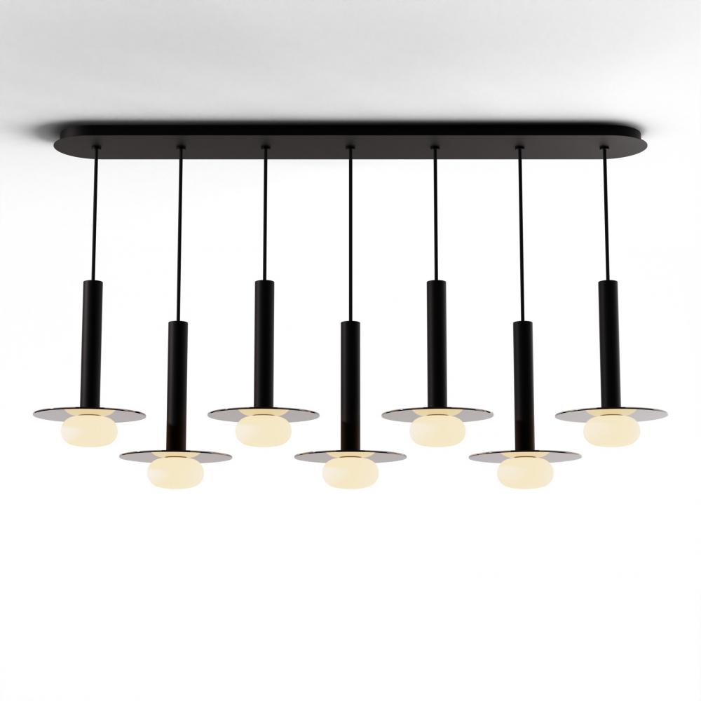 Combi Pendant 12" Linear 7 Combo Matte Black with Matte Black Canopy