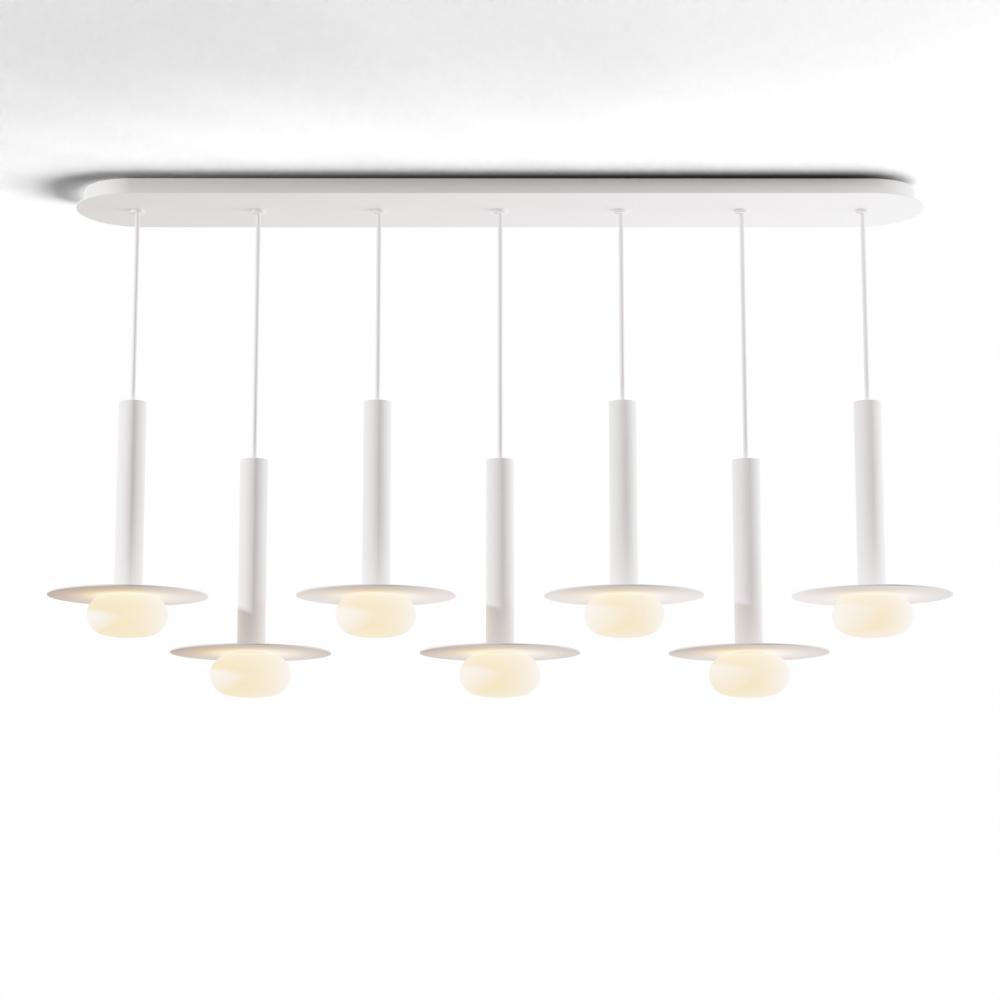 Combi Pendant 12" Linear 7 Combo Matte White with Matte White Canopy