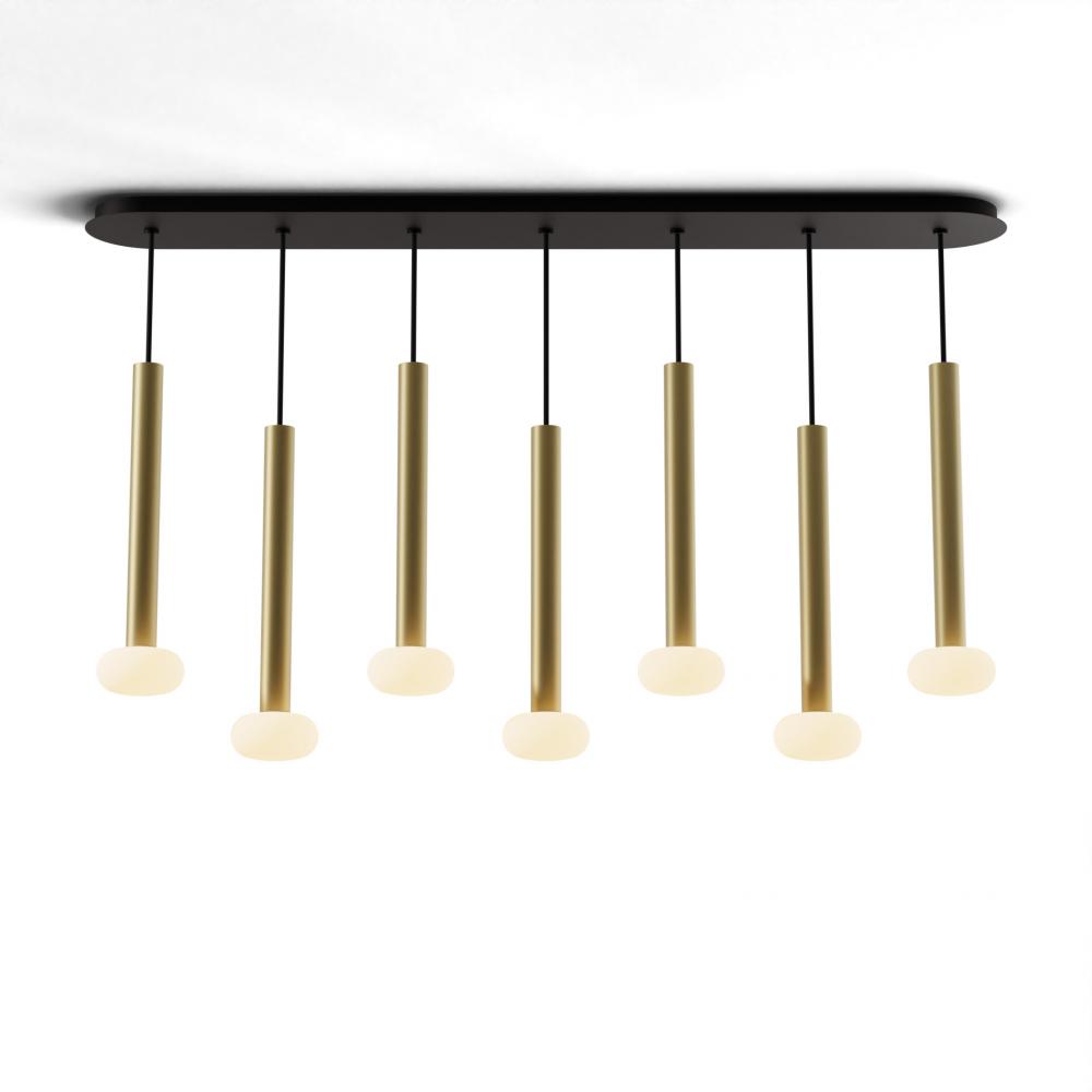 Combi Pendant 16" Linear 7 Combo Brass with Matte Black Canopy
