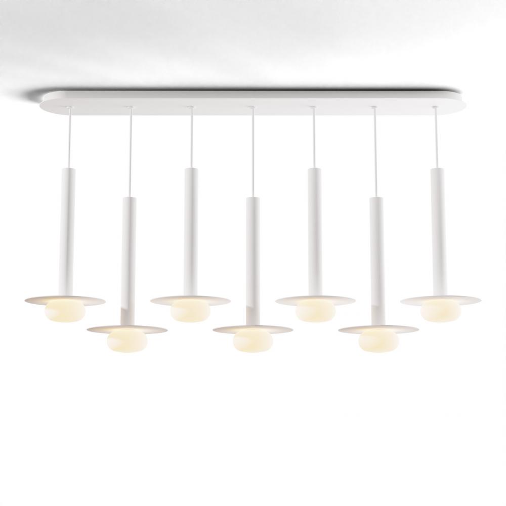 Combi Pendant 16" Linear 7 Combo Matte White with Matte White Canopy