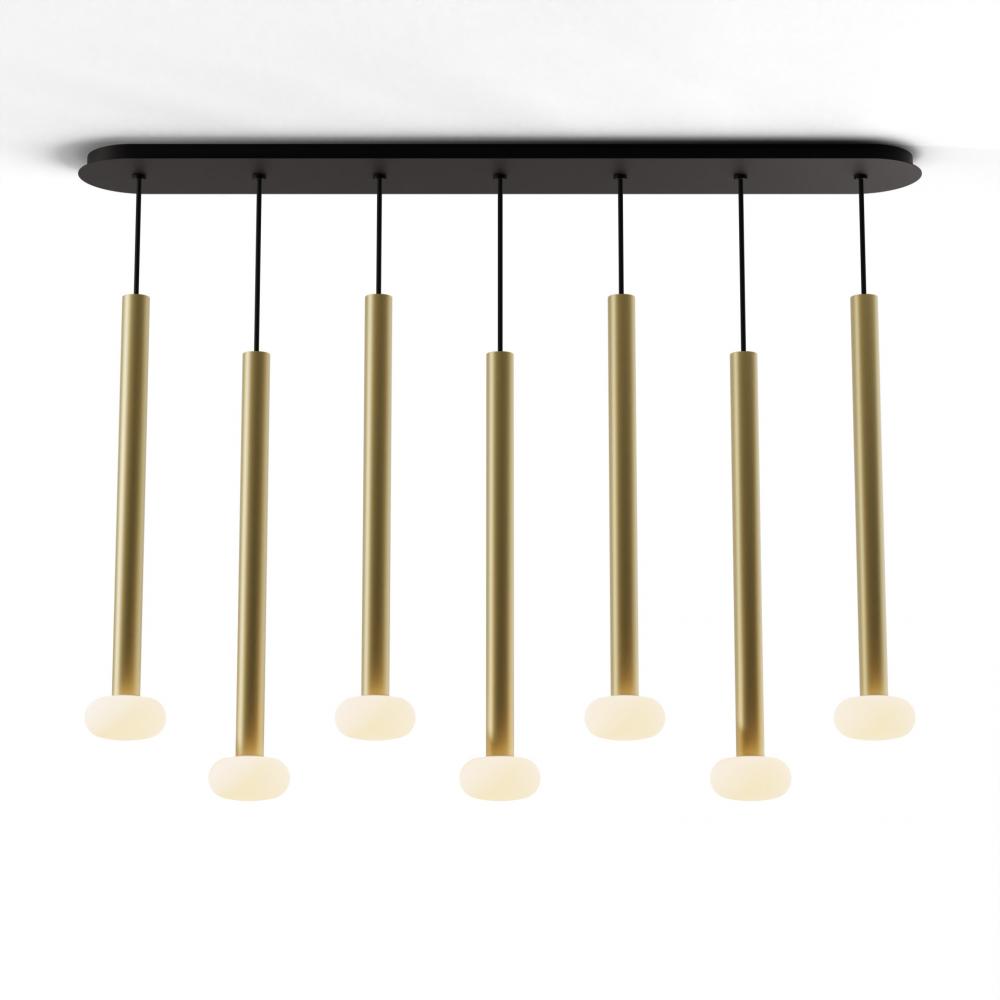 Combi Pendant 24" Linear 7 Combo Brass with Matte Black Canopy
