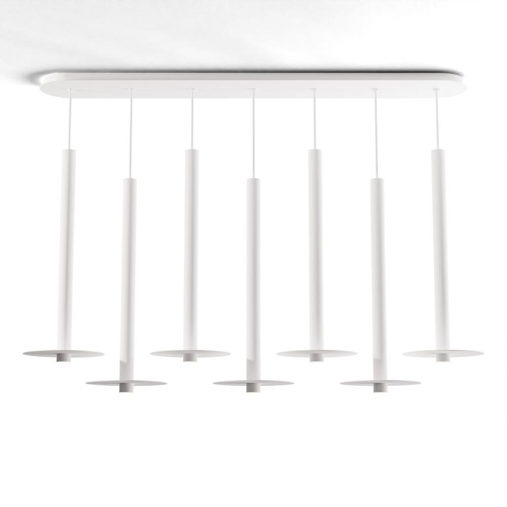 Combi Pendant 24" Linear 7 Combo Matte White with Matte White Canopy