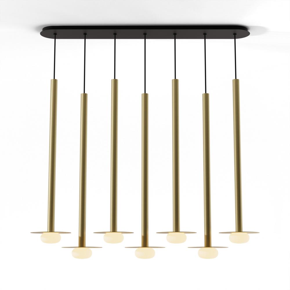 Combi Pendant 36" Linear 7 Combo Brass with Matte Black Canopy