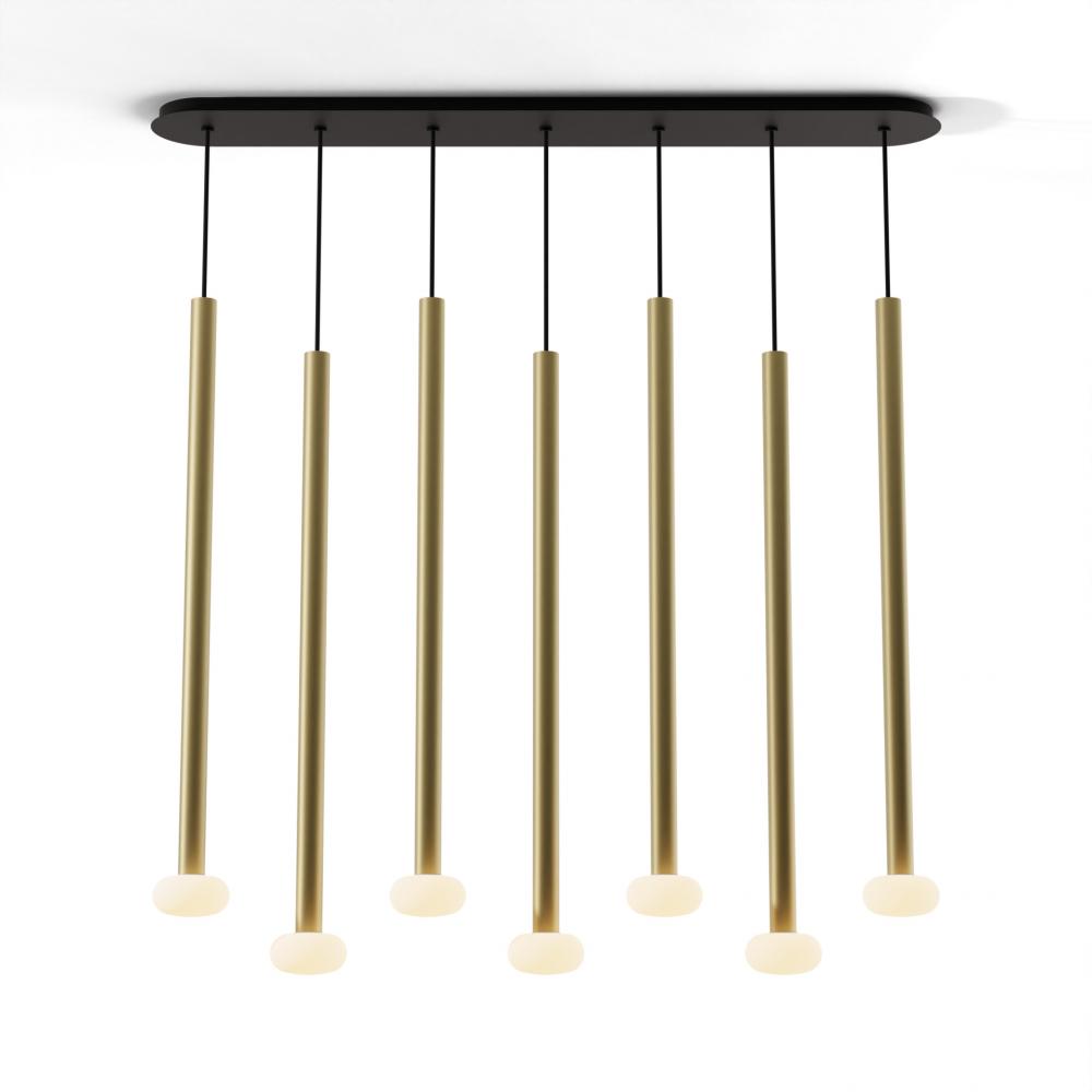 Combi Pendant 36" Linear 7 Combo Brass with Matte Black Canopy