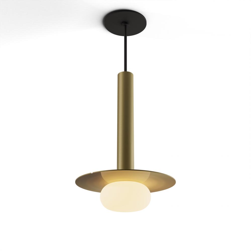 Combi Pendant 12" Single Unit Brass with Matte Black Canopy