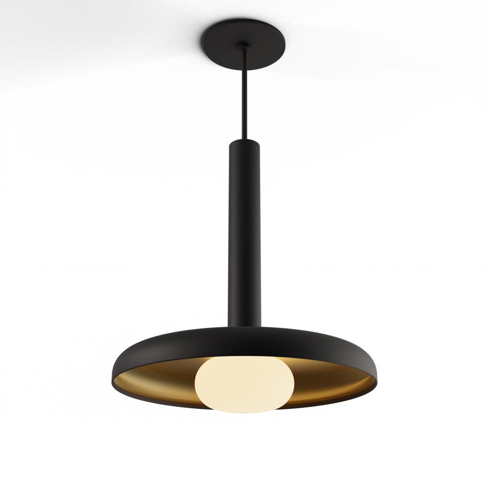 Combi Pendant 12" Single Unit Matte Black with Matte Black Canopy, 12" shade (Matte Black + 