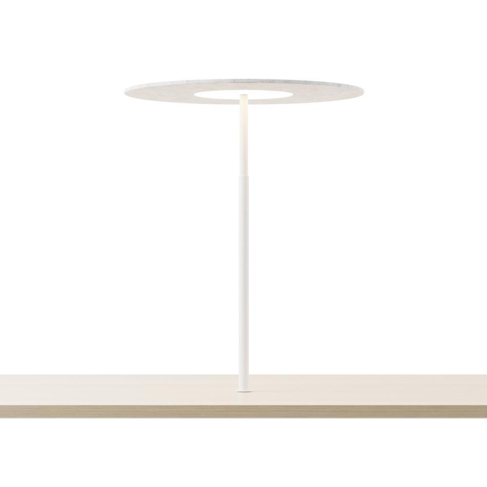 Yurei Co-Working Lamp (Matte White)  with Acoustic Shade, Light Marble